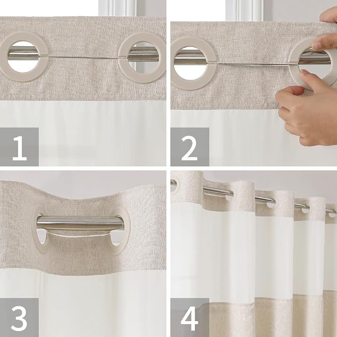 Stall No Hooks Needed Linen Textured Shower Curtain - Image 5