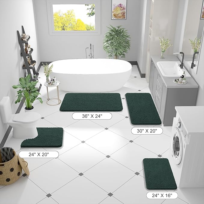 OLANLY Bathroom Rugs 44x24, Extra Soft Absorbent Chenille Bath Rugs, Rubber - Image 8