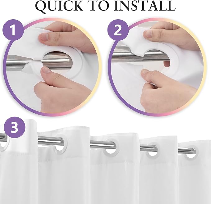 Extra Long No Hook Shower Curtain or Liner Soft Microfiber - Image 4