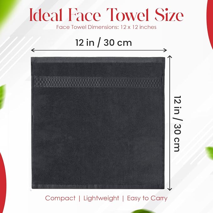 RIVERSIDE 12 Pack Premium 100% Cotton Face Washcloths, 550 GSM, 12 x 12 Inches - Image 2