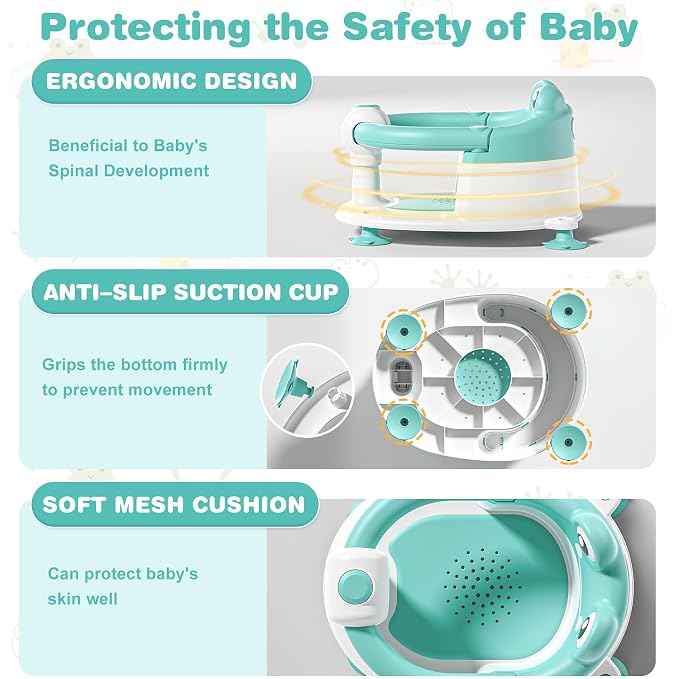Baby Bath Seat for Babies 6 Months & up Non-Slip Toddler Bath Seats for Sitting - Image 5
