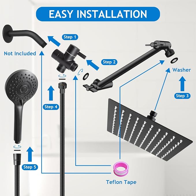 High/Low Pressure Water Rain Shower Head - Image 5