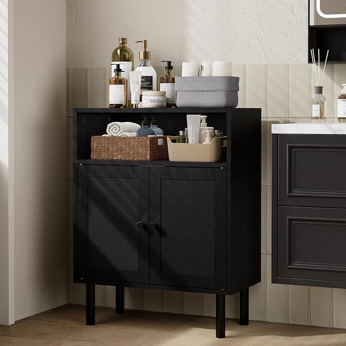 Rattan Storage Cabinet, Boho Accent Cabinet - Image 6