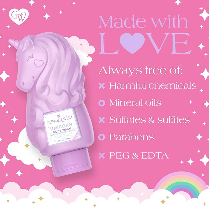 Glimmer Wish Unicorn Kids Body Wash, Gentle Cleanser and Moisturizing Sulfate - Image 5