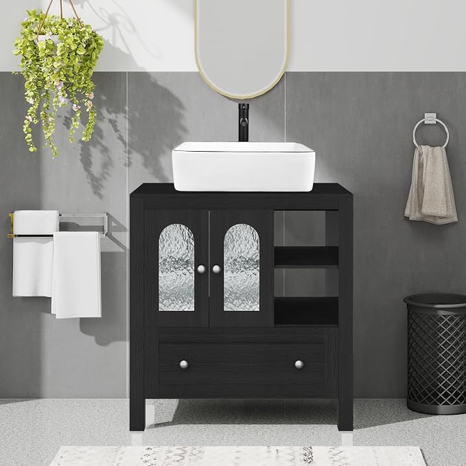 30-Inch Black Bathroom Vanity by Solidee