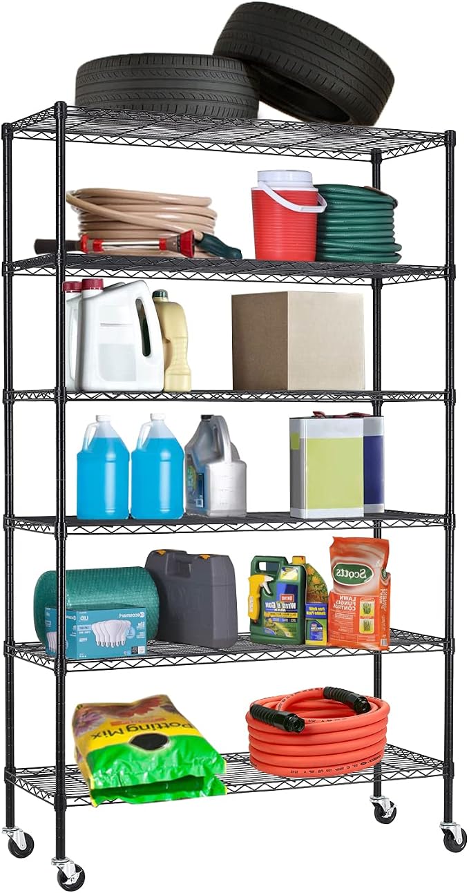 6 Tier Adjustable Metal Shelf Wire Shelving Unit Storage by BestOffice