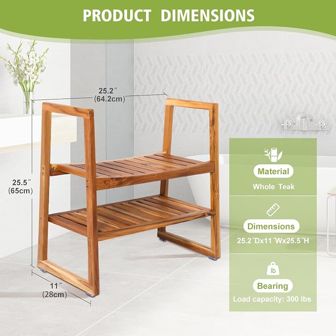VVW Teak Shower Bench - Image 3