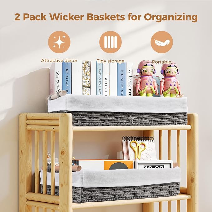 HomeHacks 2 Pack Storage Basket Paper Rope Baskets - Image 4