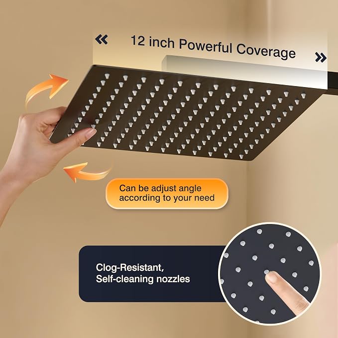 shower system with tub spout and 12 Inch Rain Shower Heads with Handheld Spray - Image 3