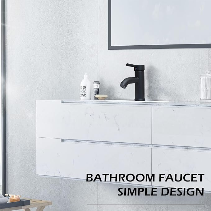 Matte Black Bathroom Faucet Single Hole Single Handle Aerator Spout Bath Basin - Image 5