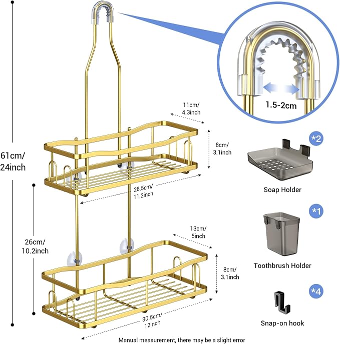 Hanging Shower Caddy Bathroom Organizer: Rustproof Shower Shelf Racks Over - Image 6
