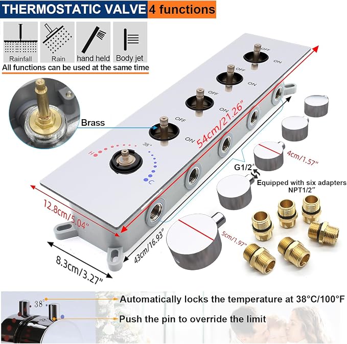 Thermostatic Shower System Dual Shower Heads - Image 3