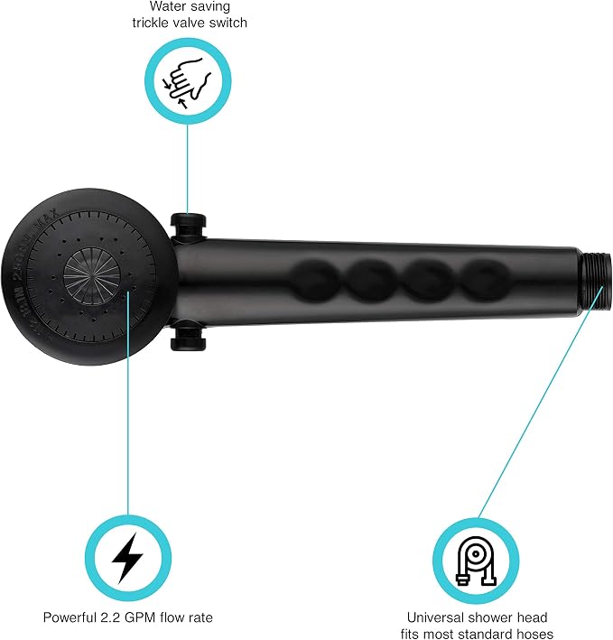 Dura Faucet DF-SA135-BK Economical Shower Head, Handheld RV Replacement Wand - Image 3