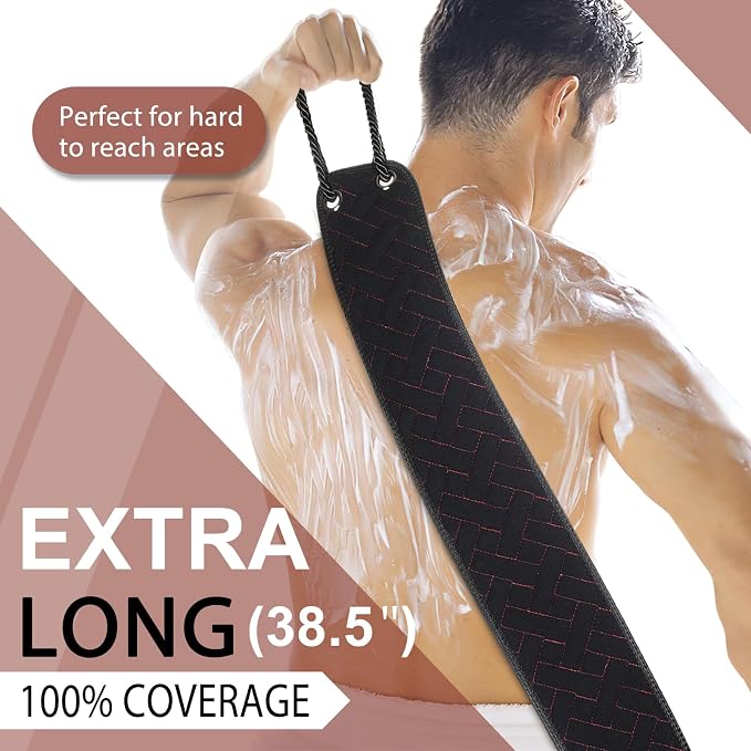 Exfoliating Back Scrubber with Upgraded Handles, 38.5 Inch Double-Sided Body - Image 3