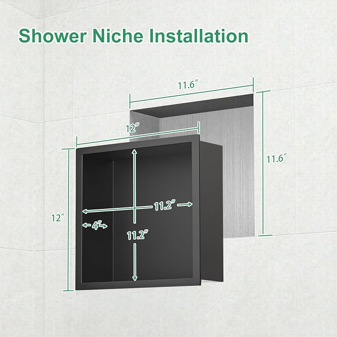 SaniteModar Shower Niche, Stainless Steel Shower Niche 12" X 12" No Tile Needed - Image 3