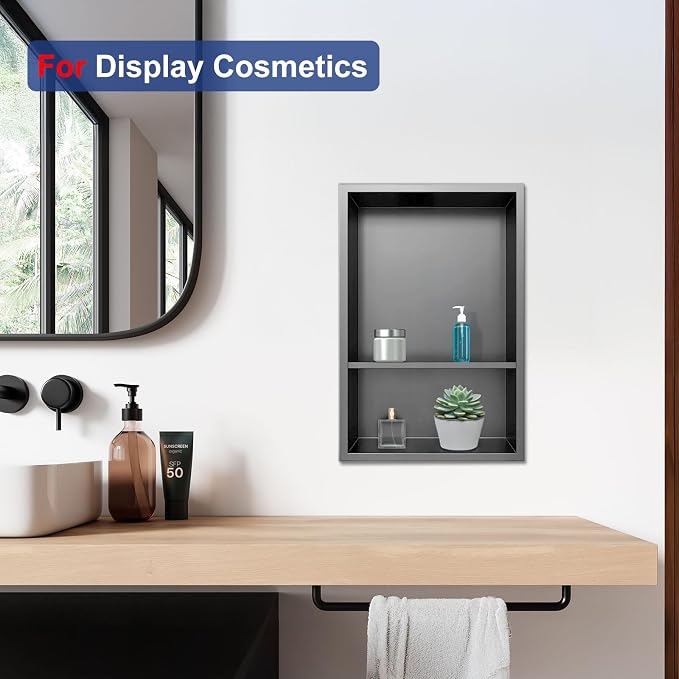 Shower Niche, 12 * 18 Stainless Steel Elegant Bathroom Niche, No Tile Needed - Image 4