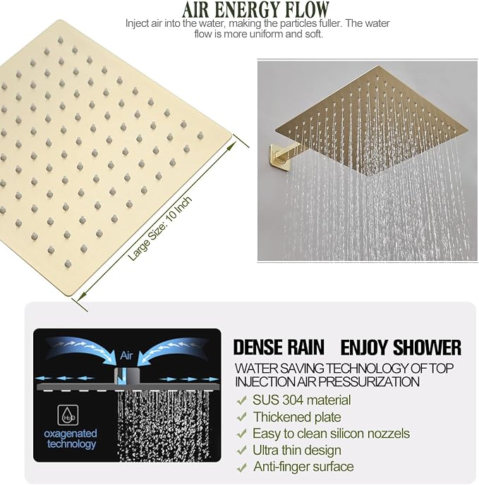 Shower Faucet Set System 10 Inch Shower Head High Pressure Handheld Spray Combo - Image 3