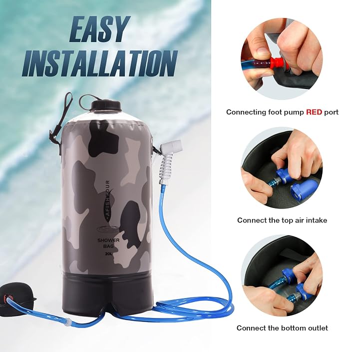 Portable Camping Shower Bag - 10L/2.2 Gallons Solar Shower Water Bag - Image 3