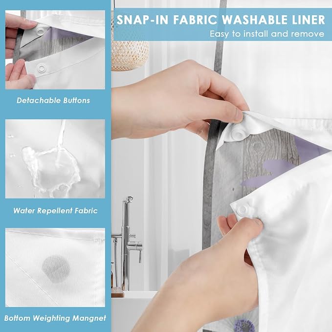 No Hook Rustic Farmhouse Shower Curtain - Image 3
