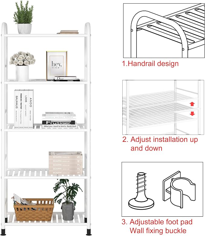 JSB 5-Tier Adjustable Shelving Unit, Heavy Duty Storage Rack Organizer Metal - Image 6