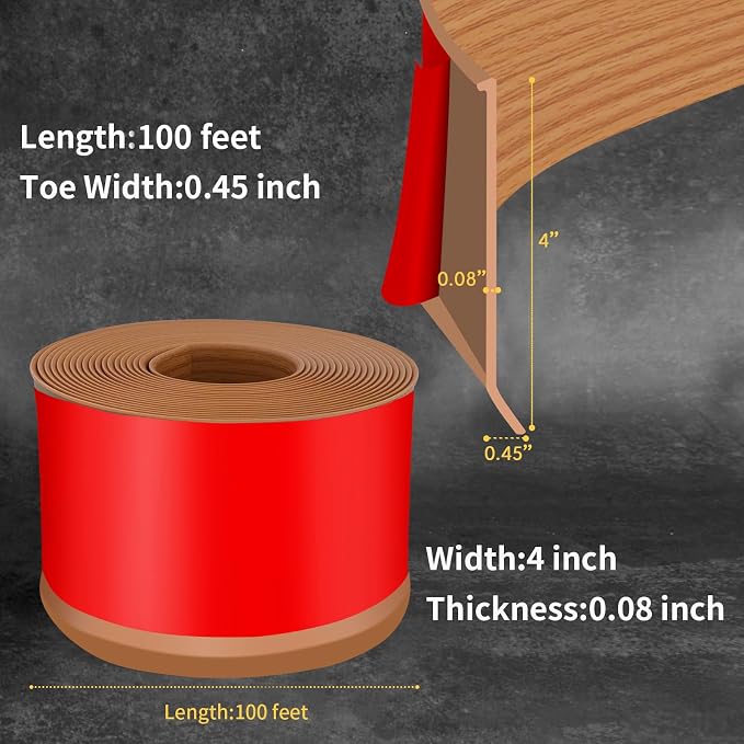 Flexible Baseboard Molding Trim 4 Inch Self-Adhesive Vinyl Wall Base Peel and - Image 2