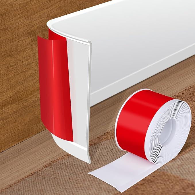 Vinyl Baseboard Molding Trim 3 Inch x 80 Feet Peel and Stick Baseboard Trim by Kikerike