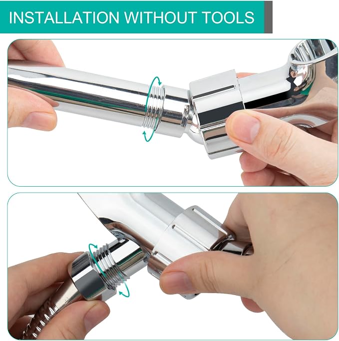 Adjustable Handheld Shower Head Holder- Brass Ball, Premium ABS Bracket- 360 - Image 4