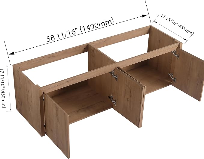 60 Inch Floating Bathroom Vanity, Modern Bathroom Vanity Cabinet - Image 2