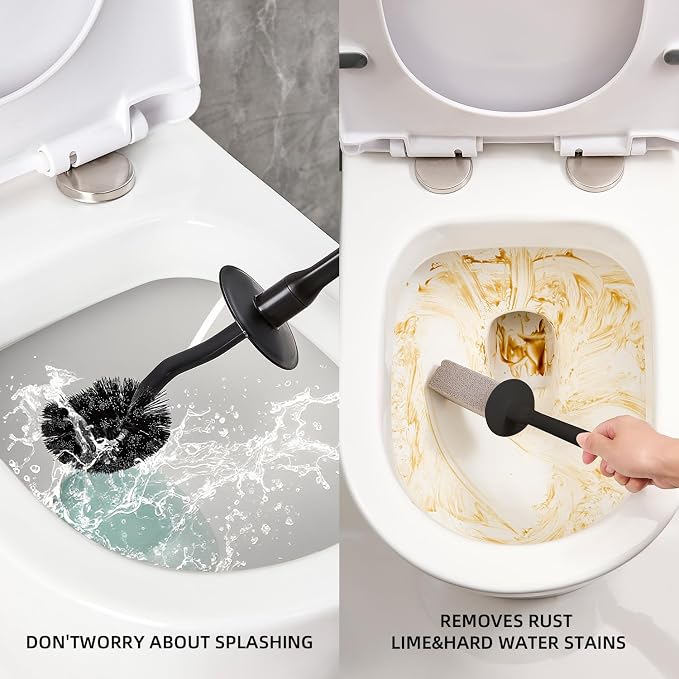 Toilet Brush & Pumice Stone Brush Combo, 2-in-1 Toilet Bowl Brush and Dual-Slot - Image 2