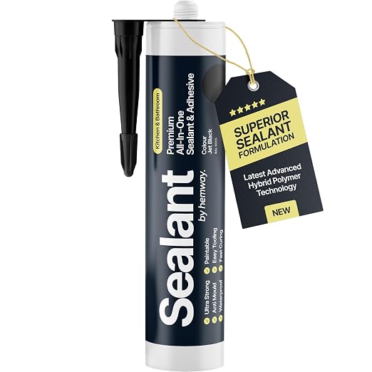 Jet Black Kitchen Bathroom Hybrid Polymer Sealant Adhesive 13.1oz All in One by Hemway