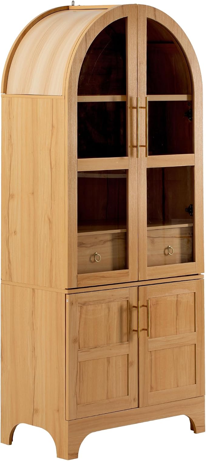 71" Tall Arched Kitchen Pantry, Mid-Century Pantry Cabinet - Image 9