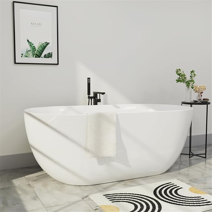 67" Acrylic Freestanding Bathtub, Elegant Oval Free Standing Tub, Soaking Tub - Image 2