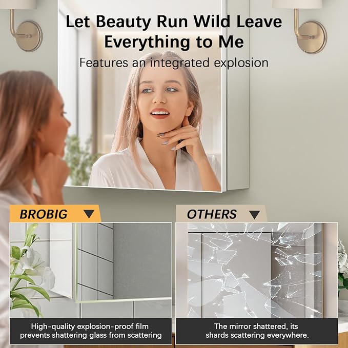 Bathroom Medicine Cabinet with Mirror, 14x18 Recessed or Wall Mirror Medicine - Image 2