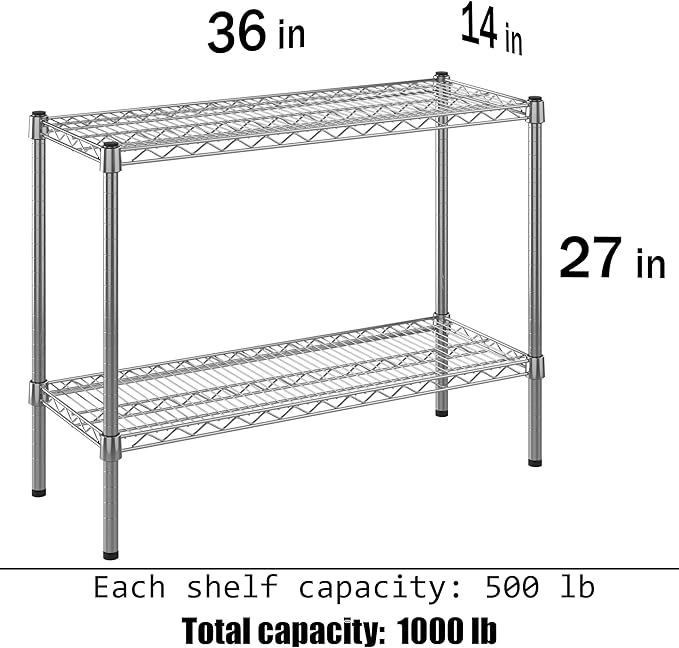14" Deep x 36" Wide x 27" Height Wire Shelving Kit | 2-Tier | NSF Commercial - Image 3