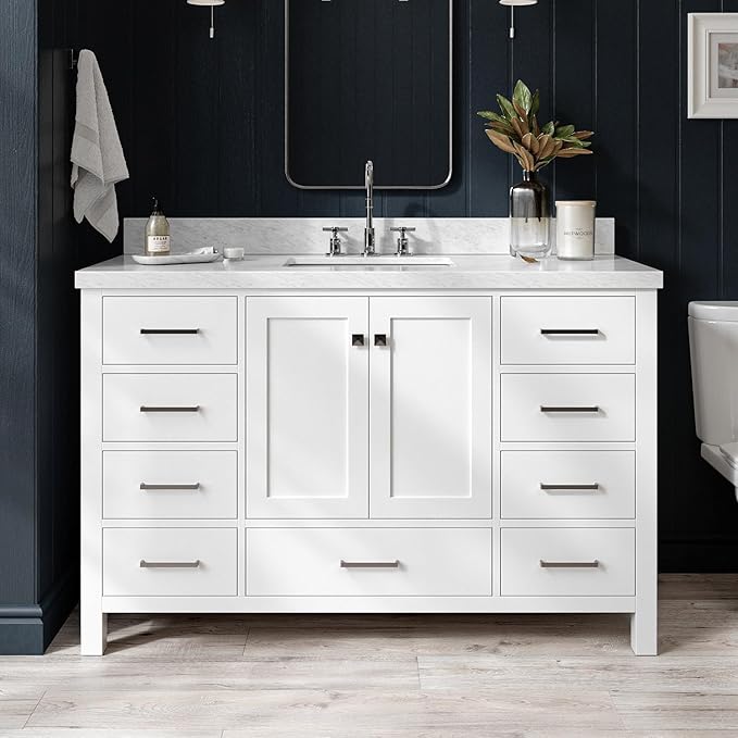 ARIEL Cambridge 55" White Bathroom Vanity by Ariel