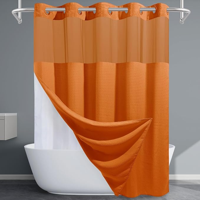 Burnt Orange No Hook Shower Curtain by EUTXL