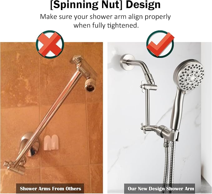 Shower Head Extension Arm, Adjustable Shower Head Arm Extender - Image 5