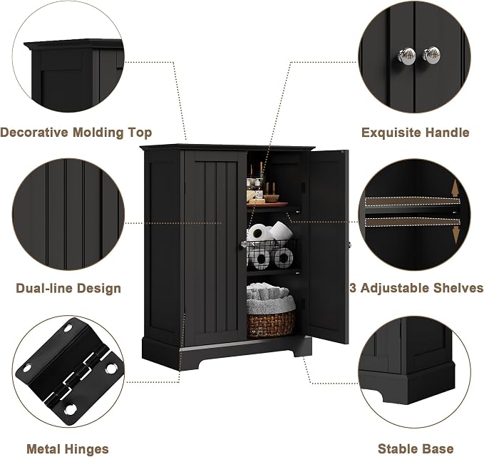ChooChoo Bathroom Floor Cabinet, Modern Bathroom Storage Cabinet - Image 4