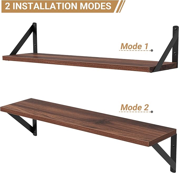 Heimlove Floating Shelves for Wall, 24 Inch Long Wood Floating Shelves Set of 3 - Image 5
