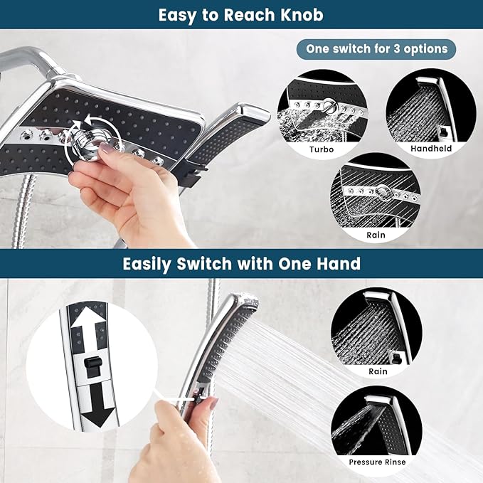 BRIGHT SHOWERS High Pressure Dual Shower Head Combo, Handheld Showerhead - Image 5