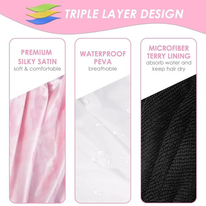 Aquior Shower Cap, Extra Large Triple Layer Bathing Cap - Image 4