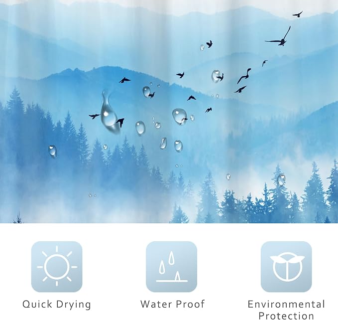 Riyidecor Navy Blue Shower Curtain 48Wx72H Inch, Stall Narrow Rv Small Nature - Image 7