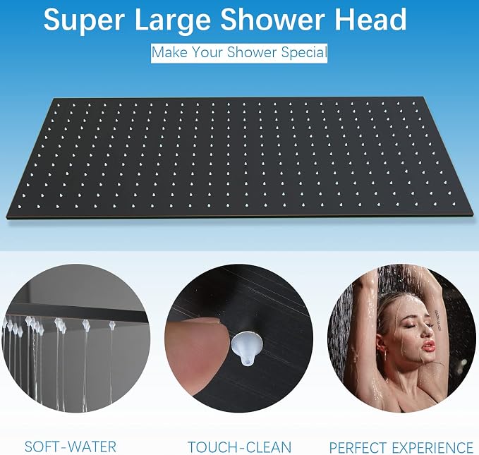 16x32 Inches Bathroom Shower System Ceiling Mount Thermostatic Luxury Rain - Image 5