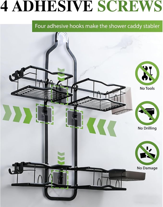 Shower Caddy Hanging, Rustproof Shower Organizer Over Showerhead - Image 7