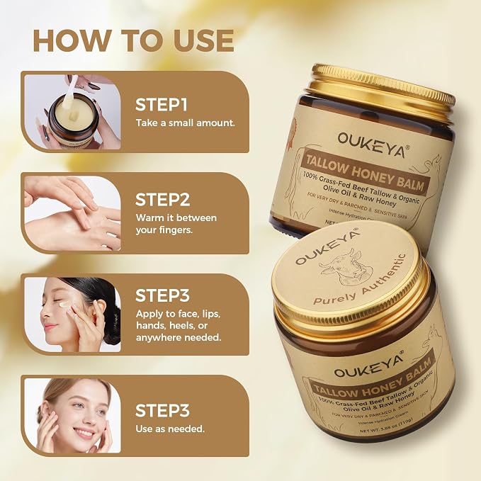 OUKEYA Beef Tallow Balm Moisturizing Cream, Natural Beef Tallow Face & Body - Image 8