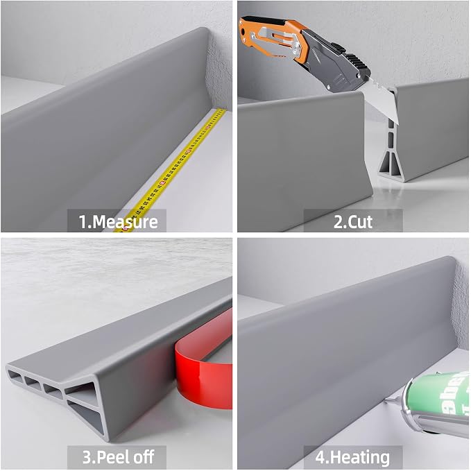 Raycity 3" High Shower Threshold Water Dam 74 IN Collapsible Shower Water - Image 4