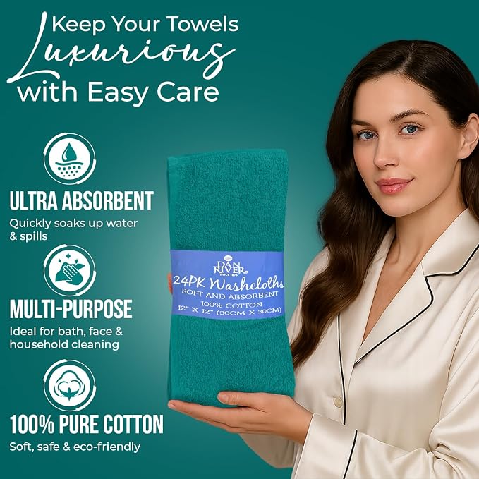 DAN RIVER 24 Pack Wash Cloths for Showering - Image 4