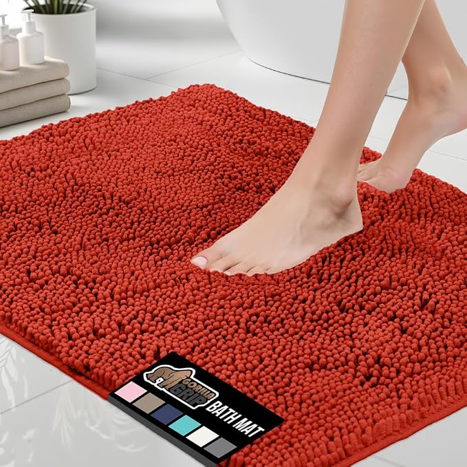 GORILLA GRIP Bath Rug Mat 44x26, Soft Absorbent Chenille, Quick Dry Microfiber by GorillaGrip