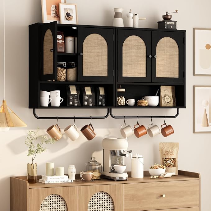 RUSTOWN Rattan Bathroom Wall Cabinet, Boho Medicine Cabinet - Image 8