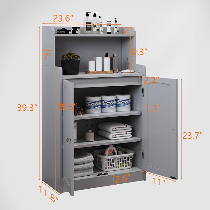 40 Inch Bathroom Storage Cabinet, Freestanding Organizer - Image 2